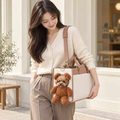 곰 모양 반려동물 이동장 – 강아지·고양이용 휴대용 핸드백/숄더백