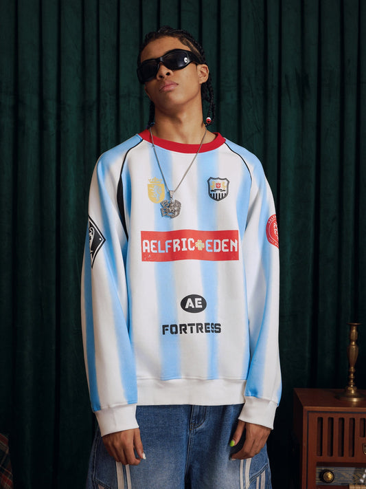 77 Stripe Patchwork Print Sweatshirt