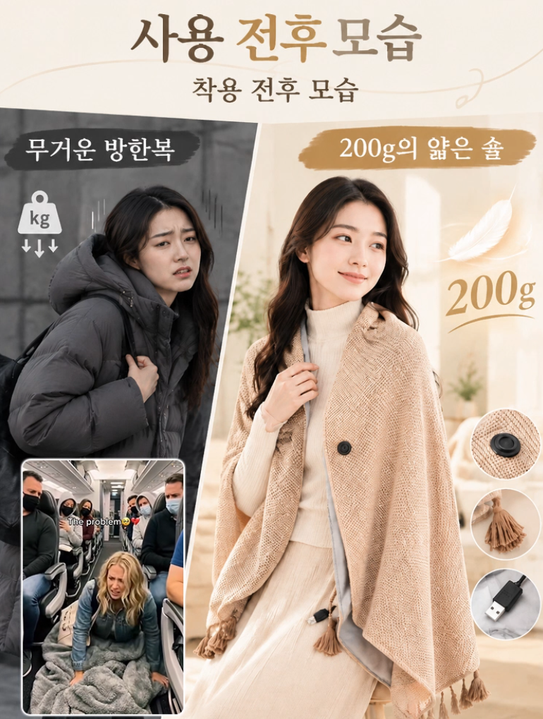 USB 온열 숄 휴대용 담요