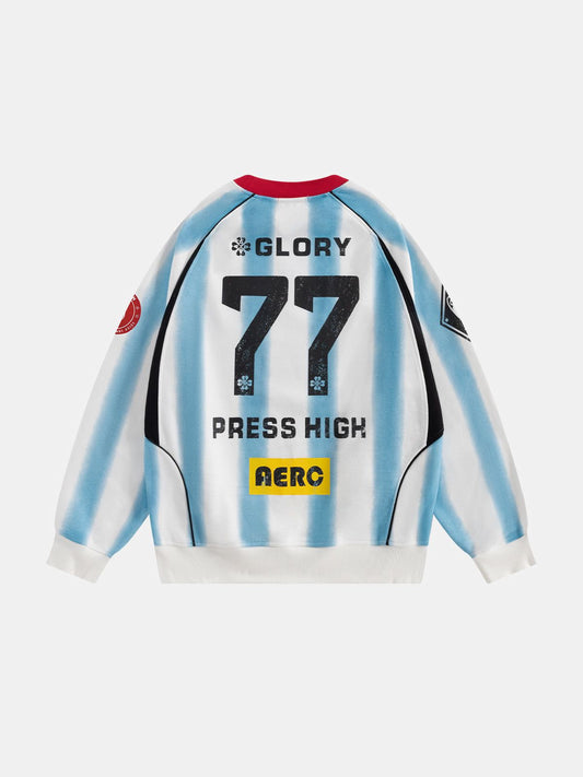 77 Stripe Patchwork Print Sweatshirt