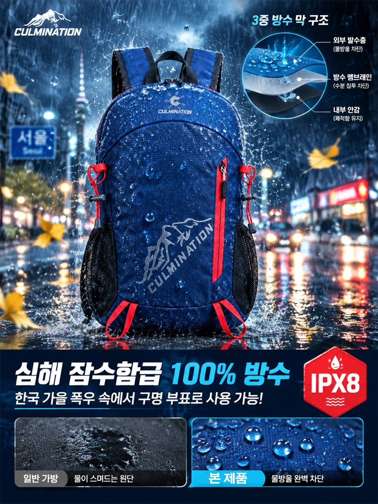 독일산 접이식 휴대용 방수 아웃도어 여행·등산 배낭